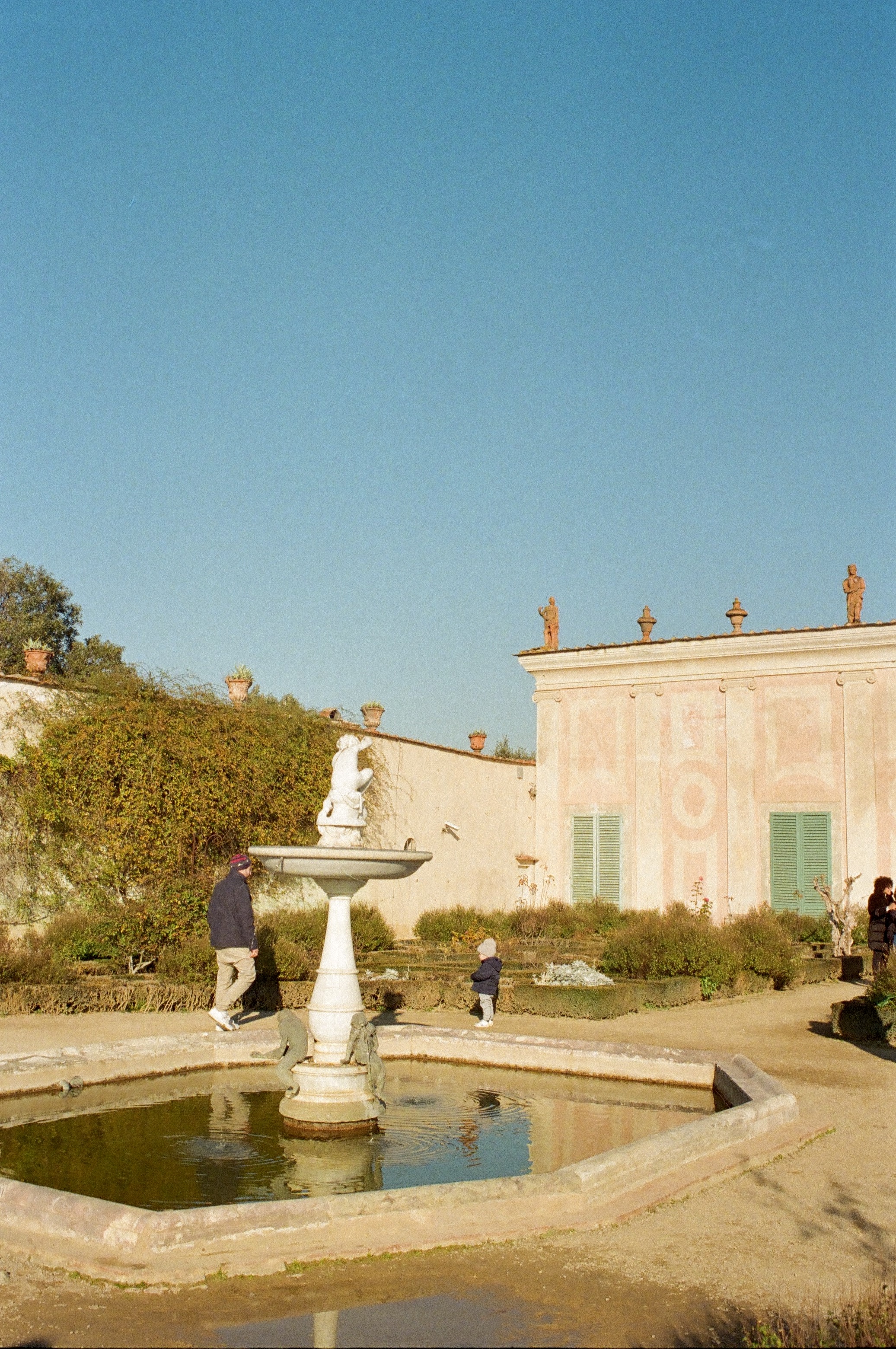 Florence fountain with little explorer